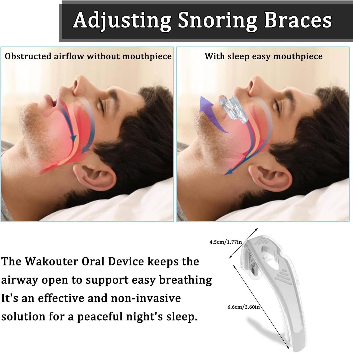Wakouter Mouth Guard, Anti-Snoring Mouthpiece, Reusable Mouth Guard for Sleeping, Stop Grinding, with Travel Cases (White) image number 6