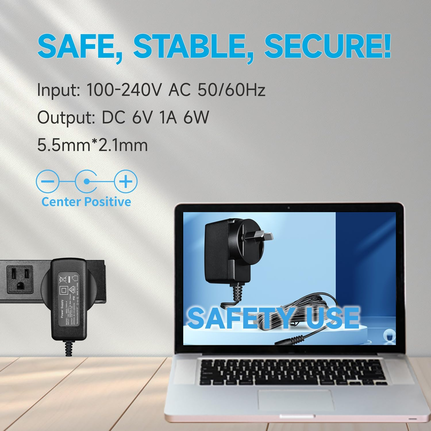 6V 1A/1000Ma 1.8M Long Power Supply Adapter, AC 100-240V to DC 6V 1A 6W Switching Adapter Plug for Blood Pressure Monitor,Electronic Scale and More,Saa Certified image number 5