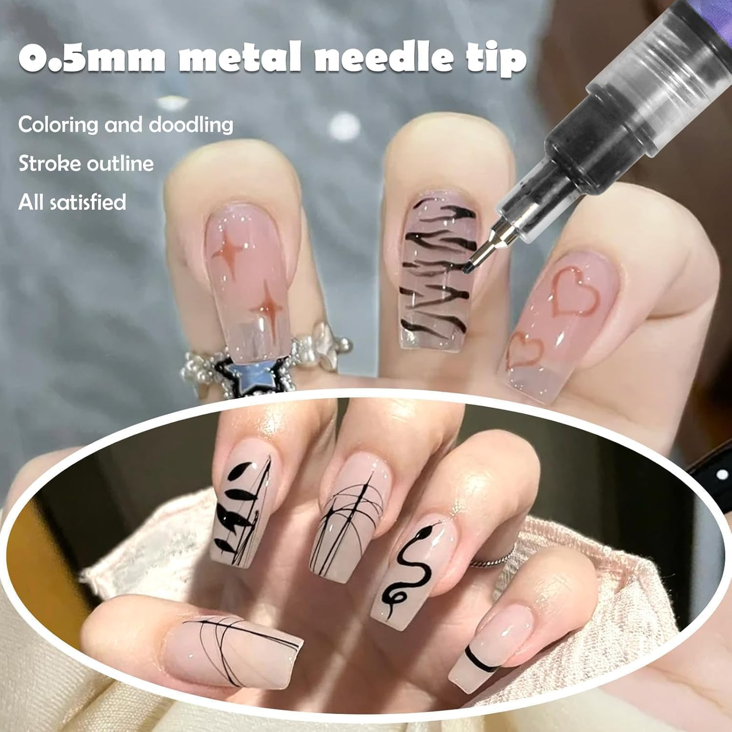 Afeamo Nail Art Markers Fine Tip, 12 Colors Nail Art Pens Set,Entiretotal 12 Colors Nail Art Pens Set,Quick Dry Nail Pens, Drawing Painting Liner Pen 3D Nail Polish Pens Quickly Dry Nail Art Nail DIY Decoration image number 3