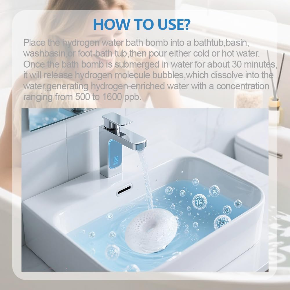 Unosuich Hydrogen Bath Bombs Nano Bubble Shower Spa Bathtub Natural Pure Hydrogen Bath Ball for Deep Cleaning While Enjoying a Healthy Spa&hellip; B0D9Gg4F4S(White) image number 3