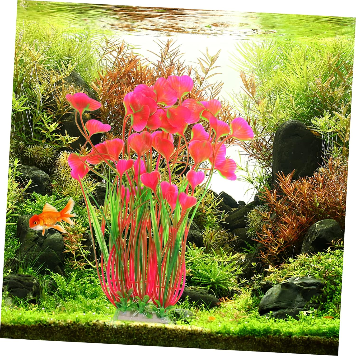 HAPINARY 2Pcs Fake Grass Decor Fish Tank Landscape Prop Aquarium Plants Plastic Safe for Pets Fish Tank Decors image number 3