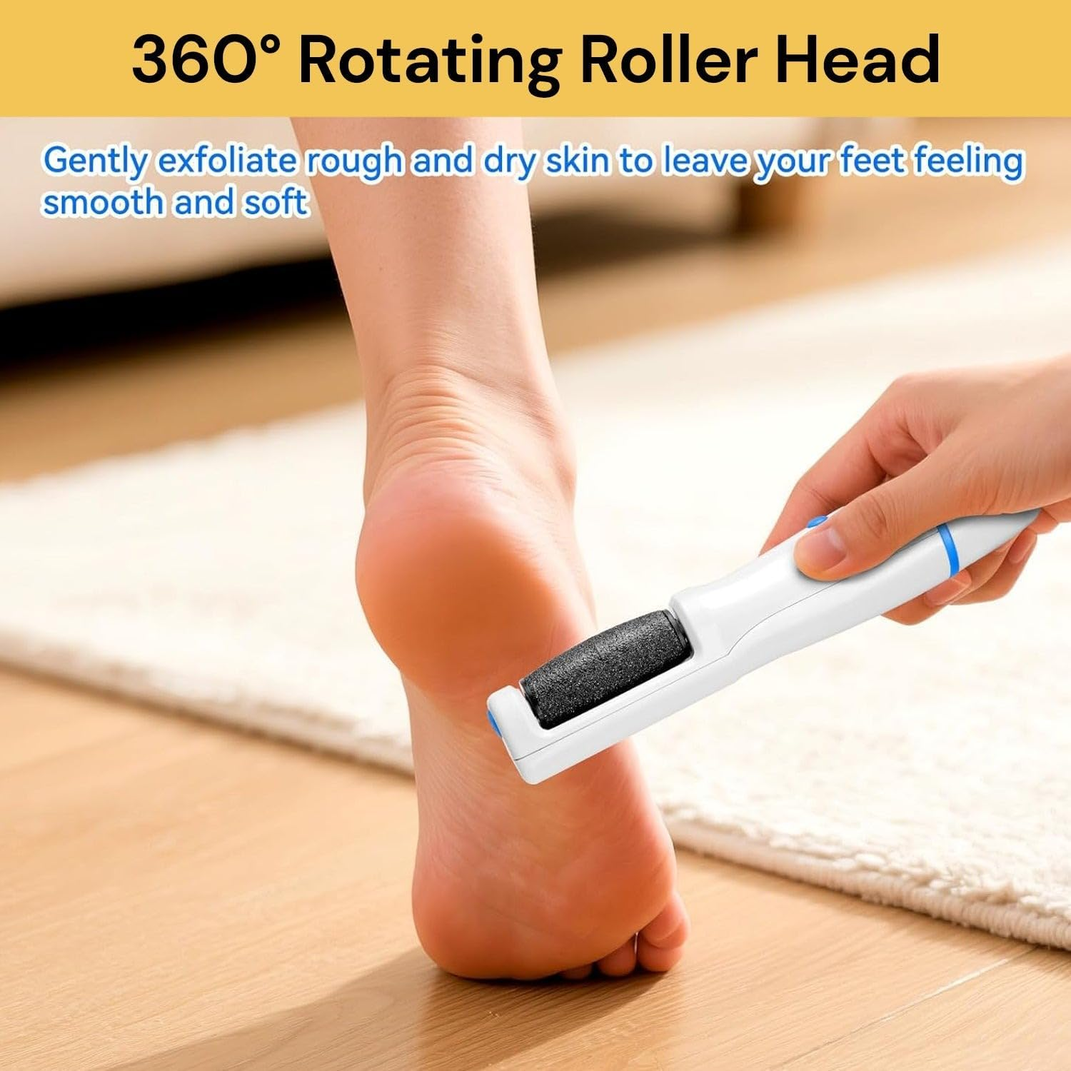 EZONEDEAL Electric Callus Remover Foot File, Rechargeable Pedicure Tools for Dry Hard Cracked Dead Skin on Your Heels & Feet. Spa Quality Exfoliation-Pink image number 3