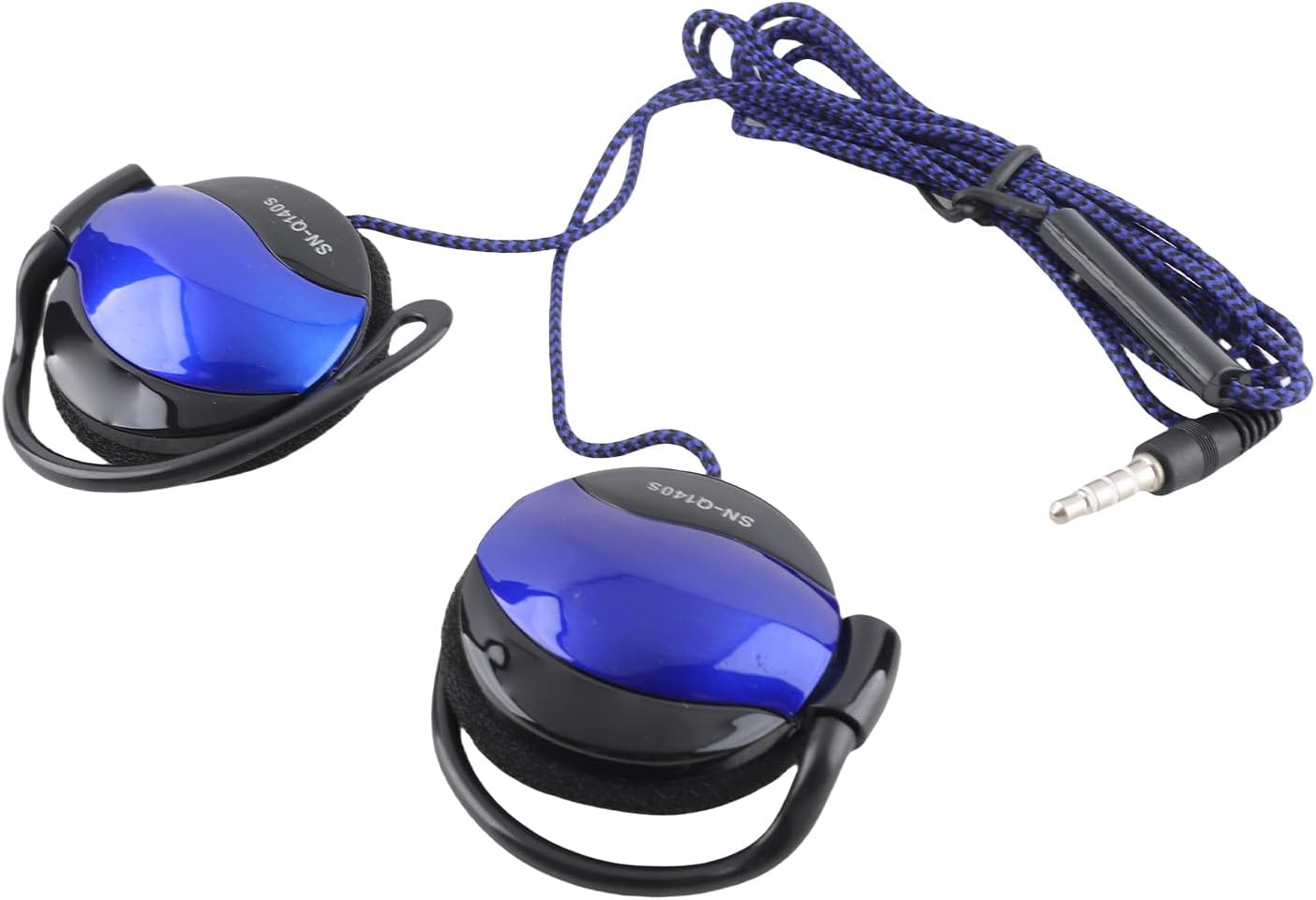 VELATEMOR Sports Ear Hook Headphones with 3.5Mm Line Control Cable, Super Soft Sponge Gaming Headphone, Long Cable Suitable for Bus Travel Use (Blue) image number 6