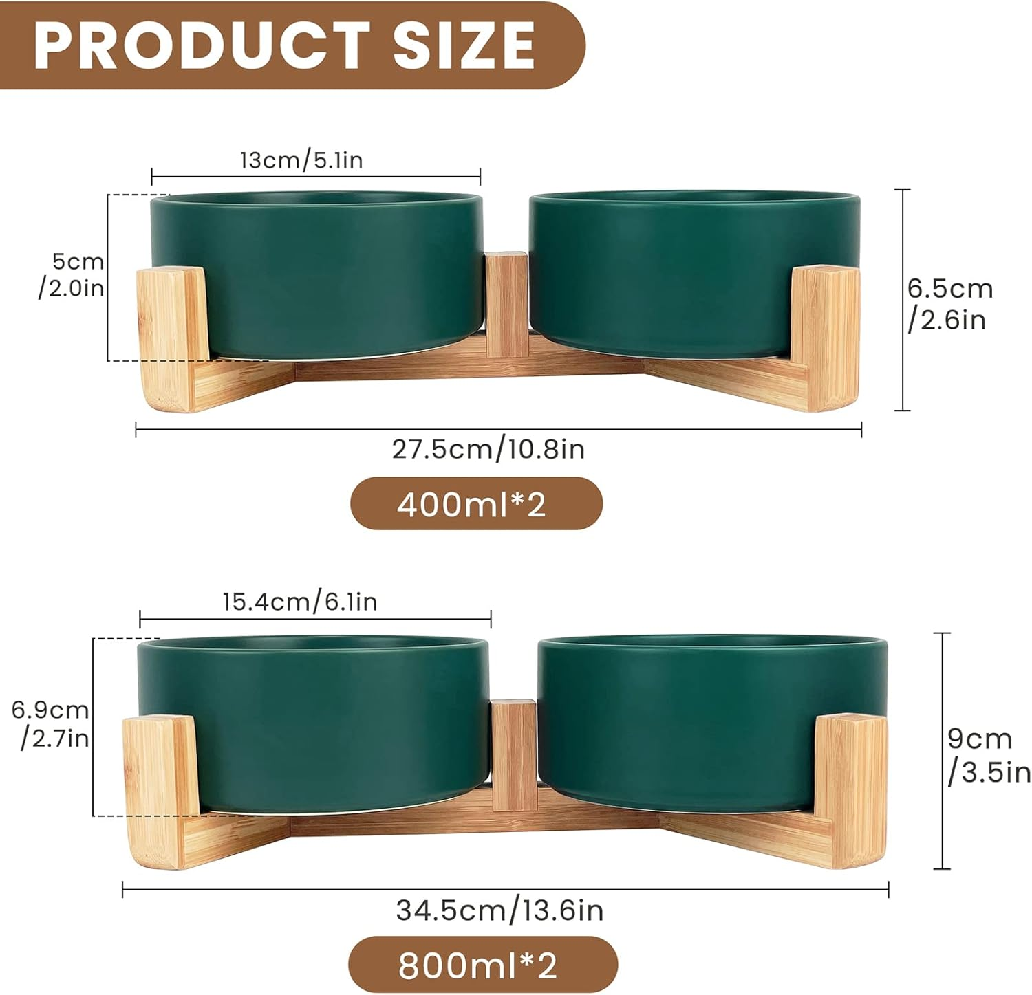 KPWACD Ceramic Dog Bowl with Anti-Slip Stand, 14 OZ, Suitable for Cats, Dogs, Rabbits, Hamsters - Green image number 4