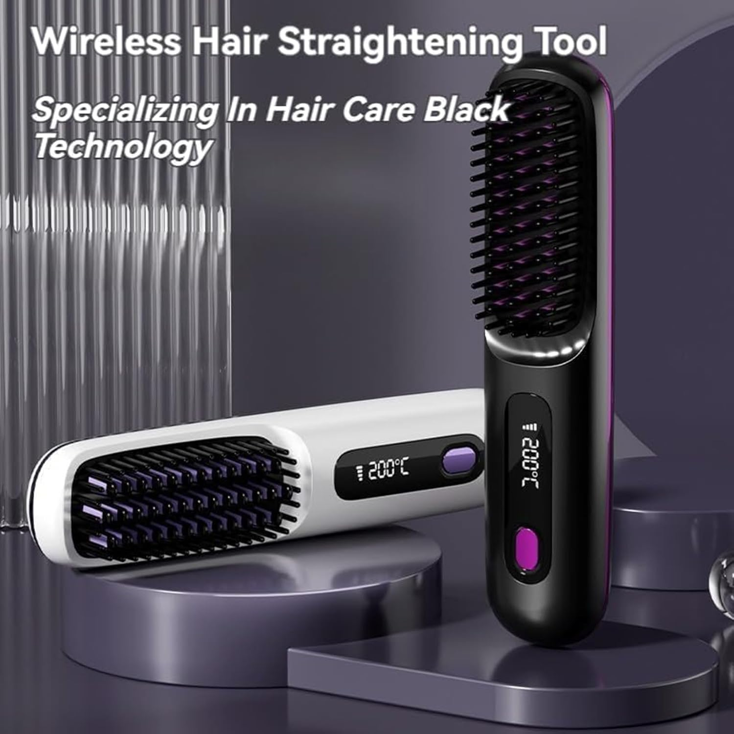 Go Brush Pro,Portable Straightener Brush - Cordless Go Pro Hair (White) - White image number 5