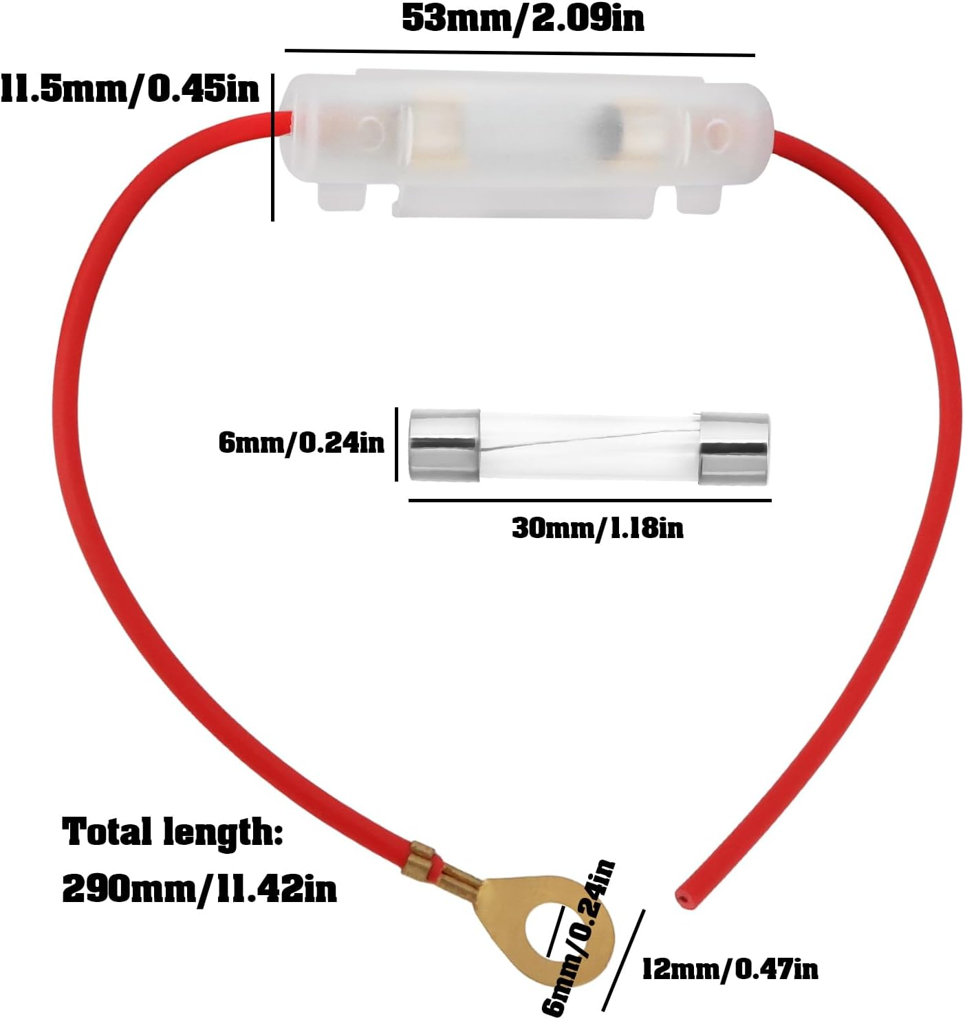 Emsea 5Pcs 6X30Mm Fuse Holder 30A/12V for Motorcycles Electric Vehicles Scooters with Fuse image number 3