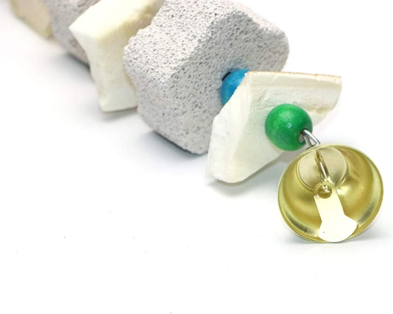 2Pcs Bird Beak Trim Cuttlebone Calcium Stone Lava Block Chew Toy Grinding Teeth Natural Minerals with Bell for Parakeet Conure Lovebird Cockatiel Finch Canary Hamster Chinchilla Rabbit image number 3