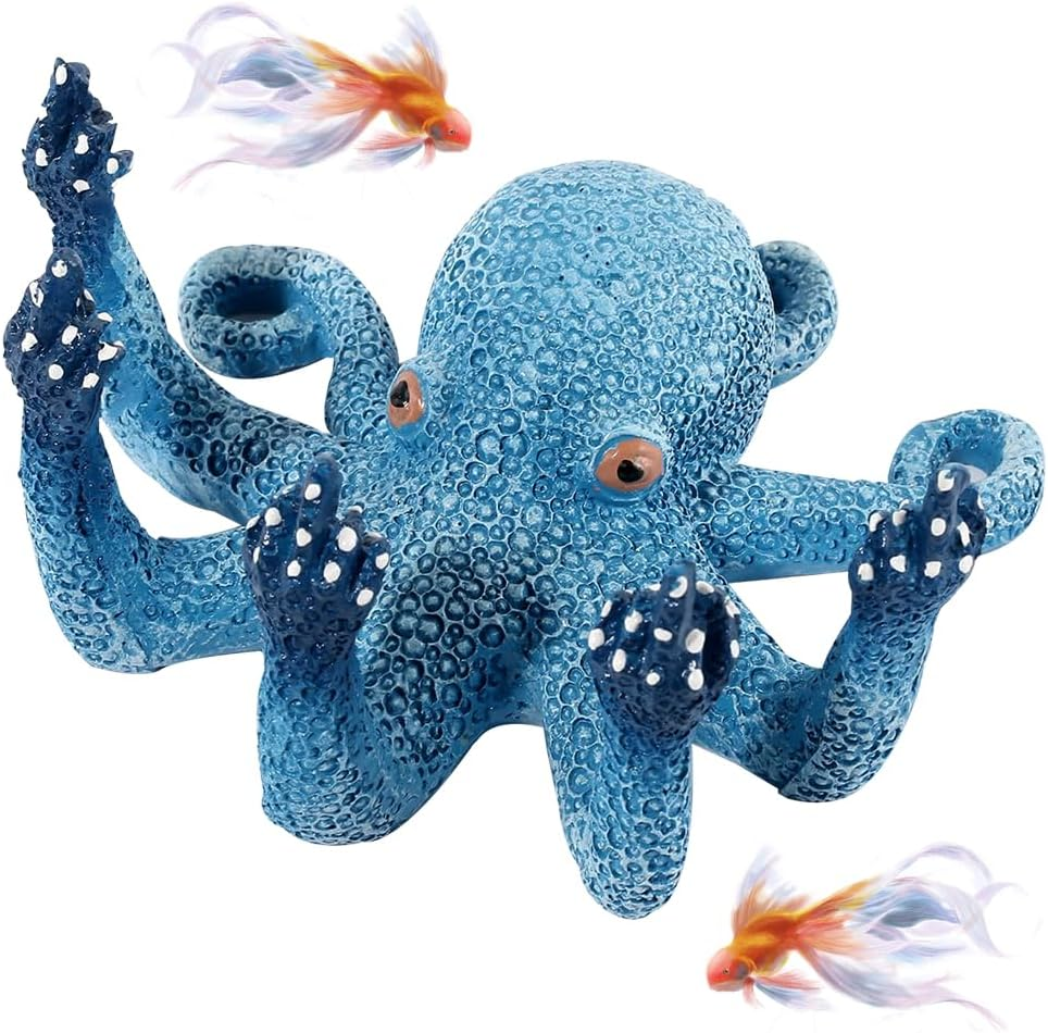 Hyzaphix Octopus Aquarium Ornaments Glowing Fish Tank Decorations Artificial Resin Octopus Marine Animal Figurine Ocean Sea Animals Figures for Landscape Decor, Home Table Decoration (Octopus) image number 6