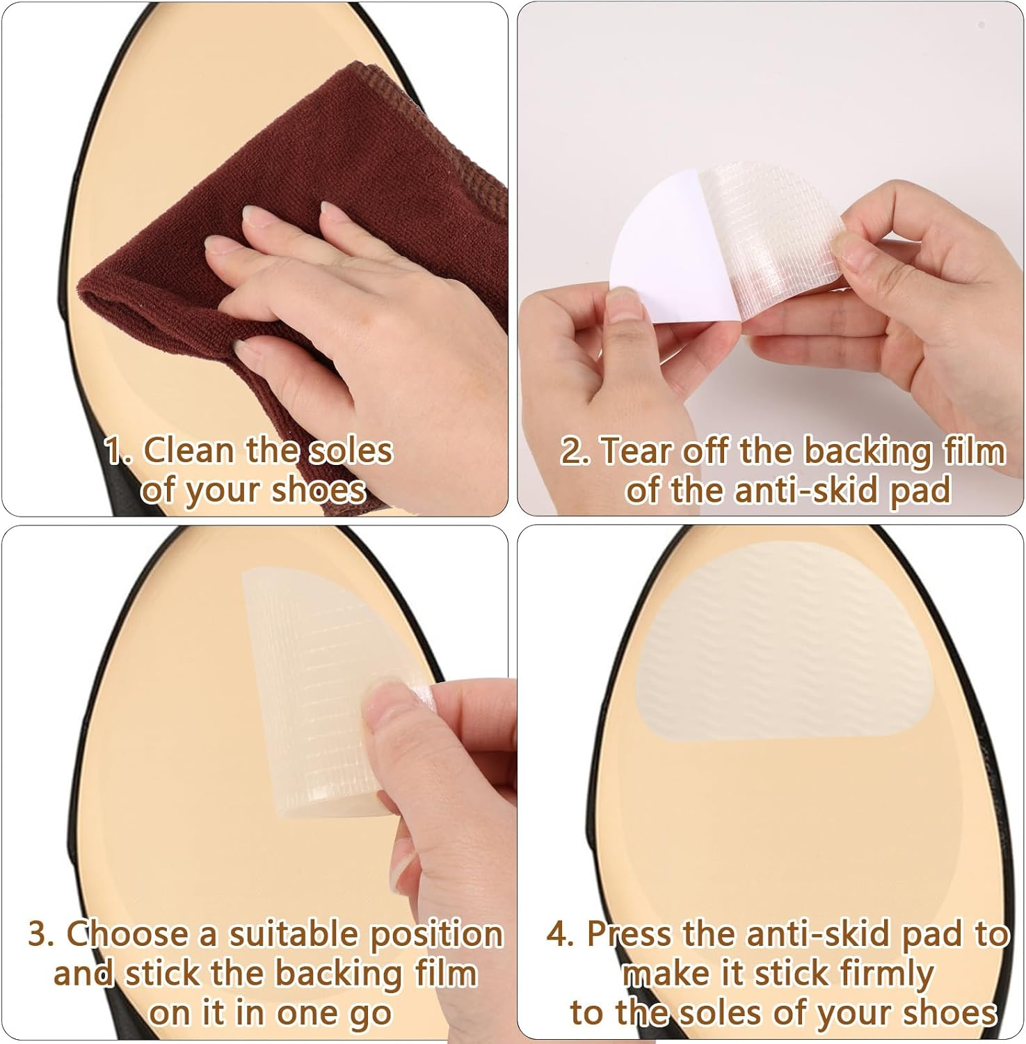 6Pcs Shoe Sole Protector, Transparent Anti-Slip Self-Adhesive Shoe Grip Sole Bottom Guard Stickers for Women High Heels image number 2
