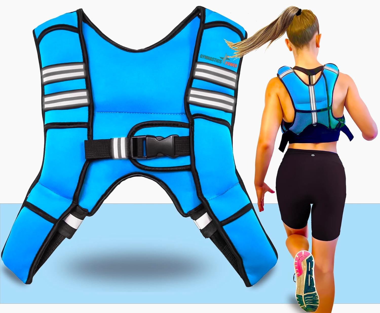 Gymnastics Power - Weighted Vest 6Lb, 10Lb, 12Lb, 25Lb, 35Lb, 45Lb, 60Lb Removable Iron Weights for Men and Women Workout for Calisthenics and Fitness Sport Training