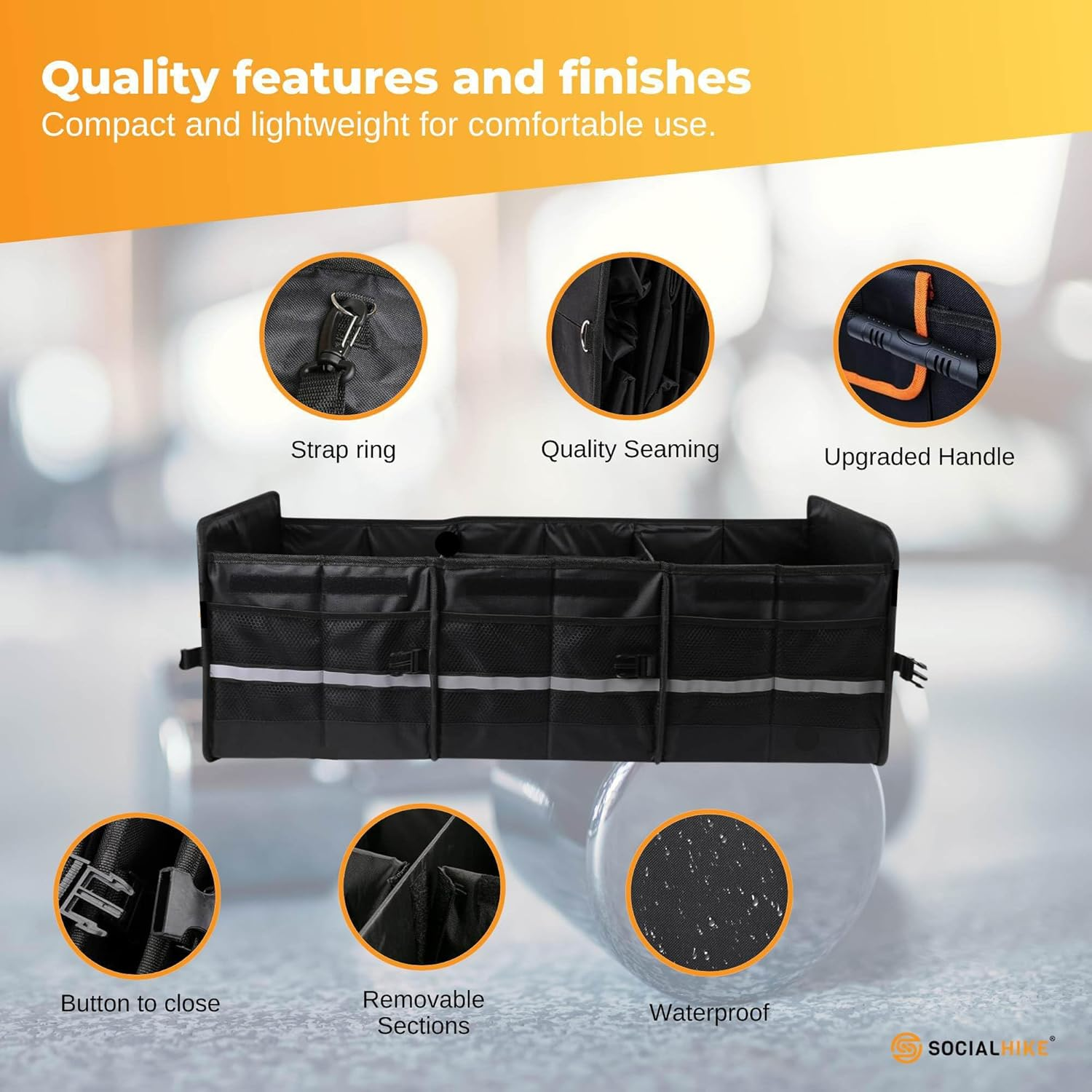 Car Boot Organiser with Cooler - Collapsible Storage Box for Trunk