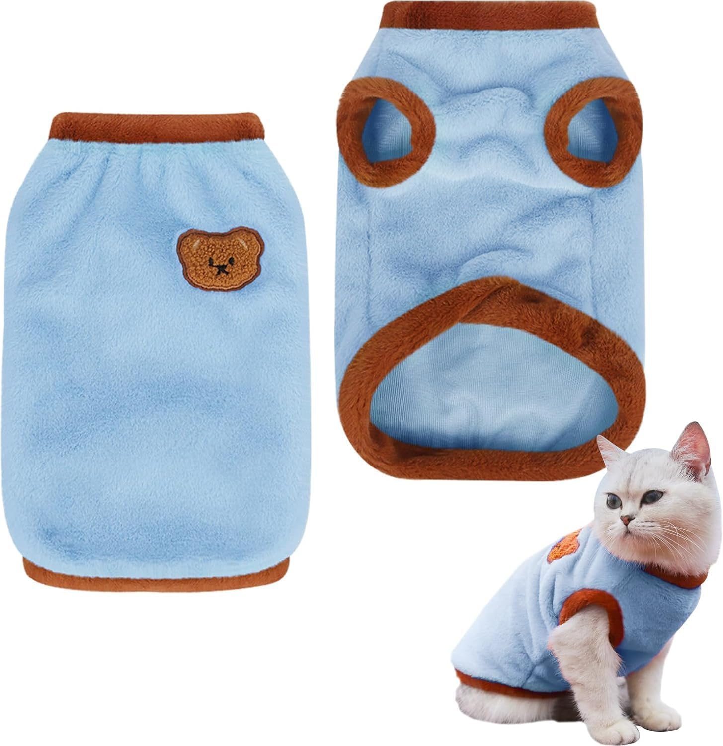 Cotton Cat Clothes,Winter Warm Cat Jumper Sweater for Cats Small Dogs,Cute Cat Sweater Cat Jumper Vest Pet Clothing for Chihuahua Yorkshire Welsh Corgi (Pink, S) image number 3
