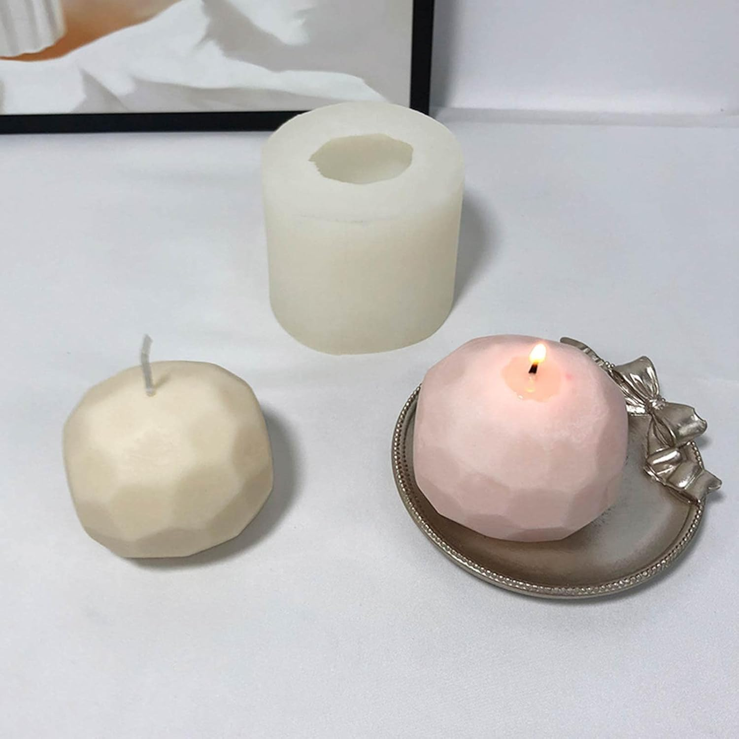 POCHY Geometric Ball Mold - Silicone Candle Molds Ball Geometric Fondant Chocolate Cake Candy Baking Mold,Geometric Wax Fondant Chocolate Candy Cake Mold Plaster Epoxy Resin Polymer Mould for Home image number 6