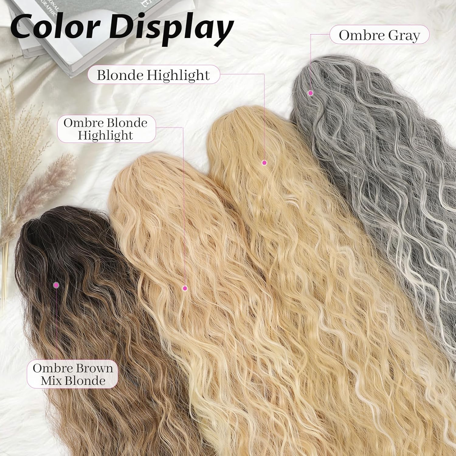 Isaic Material Introduction: Our Claw Ponytail Extensions Are Made of Premium Synthetic Fibers, Safe, Comfortable and Beautiful, You Can Handle Them With