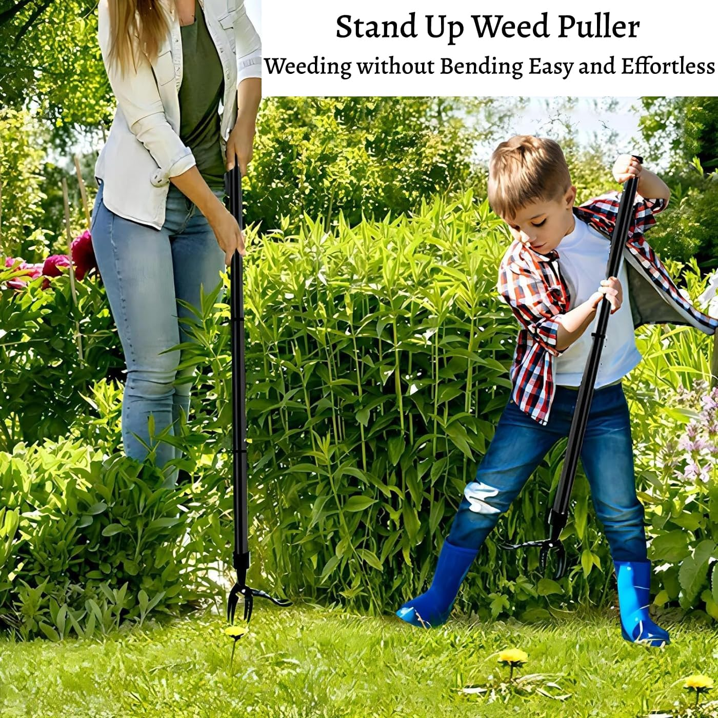 Weed Puller Tool,Stand up Weed Puller,Detachable Weed Puller,Weed Puller Tool with Long Handle,Garden Weeder Tool,4 Claw Stand up Weeder, Weeding Tool for Dandelions Root image number 2