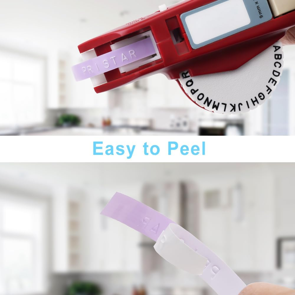 Pristar Plastic 3D Embossing Label Tape Self-Adhesive Compatible for Dymo Label Makers Organizer Xpress Pro, Office Mate II, 3/8 in X 9.8 Ft, Macaroon Color Yellow/Blue/Green/Pink/Purple, 10-Pack image number 2