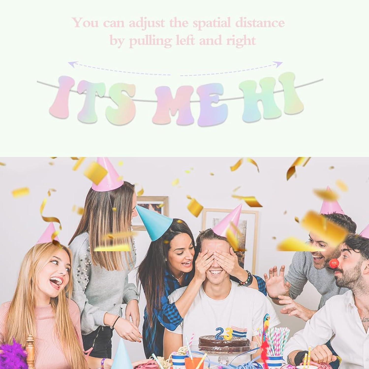 Birthday Party Decorations,Its Me Hi Im the Birthday Girl Its Me Banner,Birthday Banner Supplies Themed Decor,Glitter Iridescent Popular Birthday Decorations Banner,Girls Birthday Party Supplies image number 5