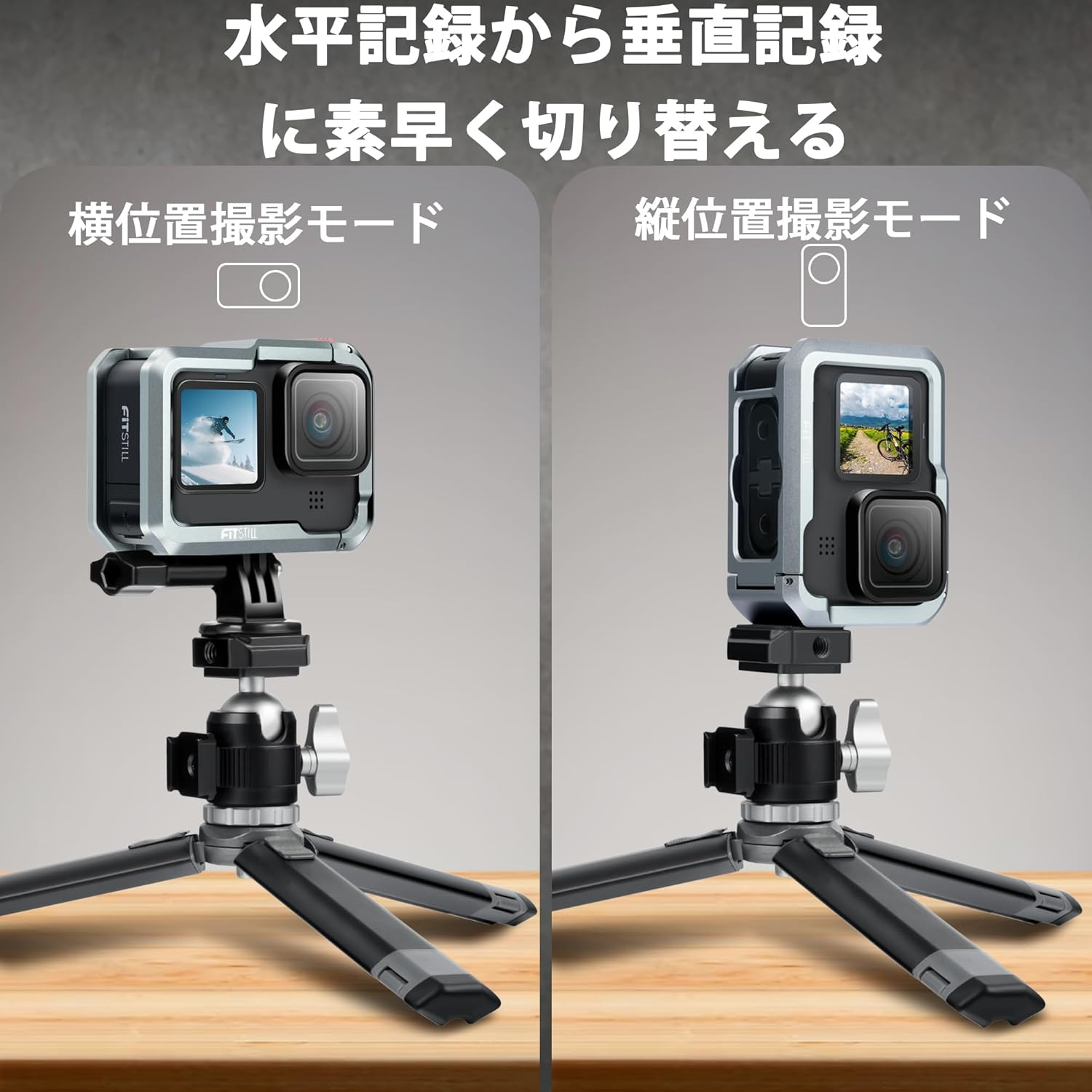 Fitstill Aluminum Alloy Frame for Go Pro Hero 13/12/11/10/9, Camera Cage Metal Frame Aluminum Alloy Protective Cage Case Action Camera Rig with 2 Cold Shoe Mounts and 1/4 Thread Ports Abrasion image number 2