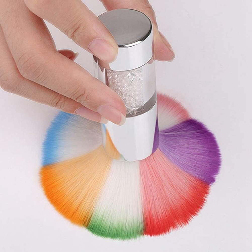 Nail Brush Nails Dust Cleaner Acrylic Colourful Makeup Brush Cleaning Dust Brush Nail Art Tools (Silver)