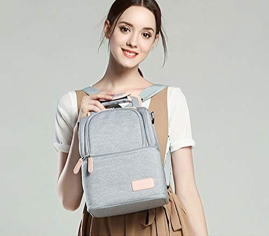 Mengshen Waterproof Breast Milk Baby Bottle Cooler Bag Rucksack - Portable Thermal Insulated Lunch Box/Large Capacity Handbag/Baby Milk Bag Freezer/For Work Mommy Women Men - Black image number 5