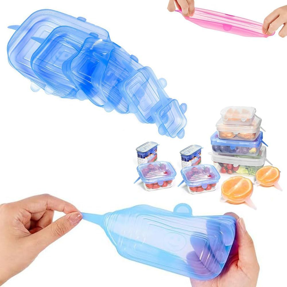 18 Pcs Silicone Stretch Lids, 12 Sizes Silicone Lid Reusable, Bowls Covers Keep Food Fresh, Bowl Covers Keep Food Fresh, Silicone Reusable Bowl Covers Silicone Food Wrap, Fits All Shapes of Plates image number 1