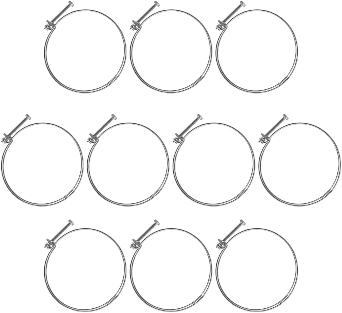 POWERTEC 4 Inch Double Wire Hose Clamp with Bolt, 10 PK Adjustable Hose Clamps for Dust Collector, Dust Collection Hose and Dryer Vent Hose, Pipe Clamp, Worm Gear Clamp, 70261 (Color May Vary) image number 1