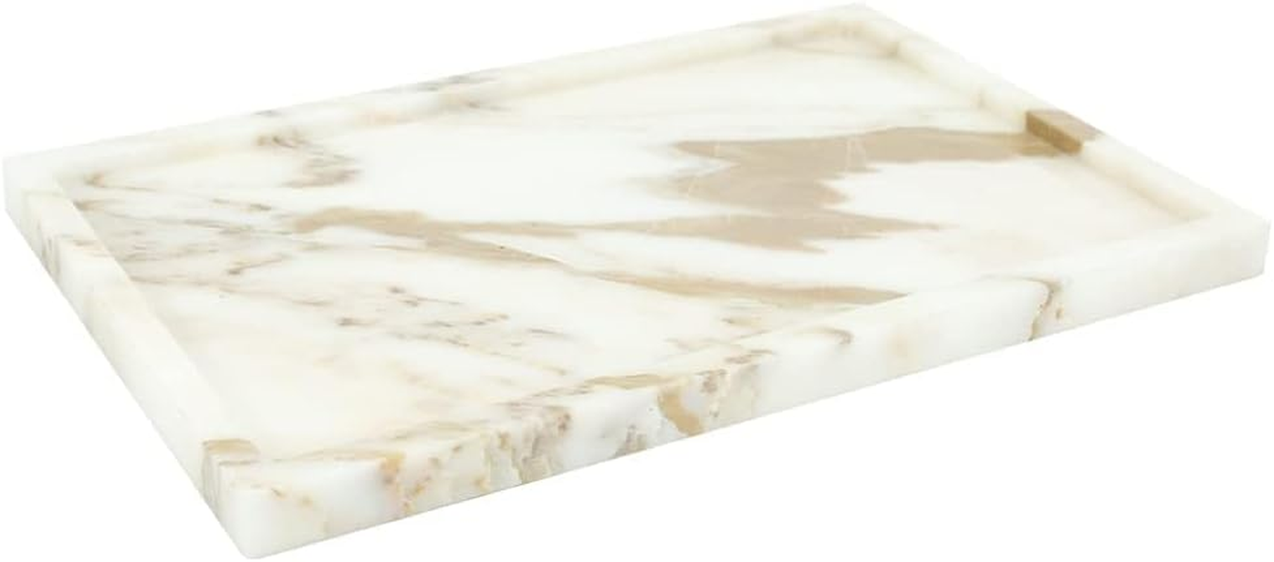 Real Luxurious Natural Marble Vanity Tray Genuine Storage for Home Decor Stone Bathroom/Kitchen/Vanity/Dresser Non-Resin