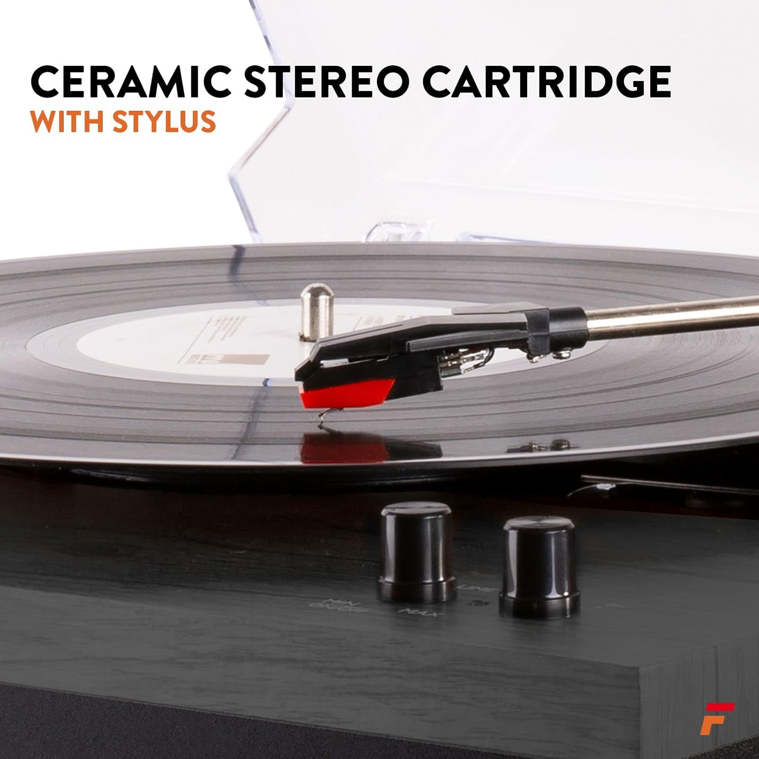 Fenton RP165B Retro Vinyl Player - Bluetooth Turntable with Built-In Speakers, 3-Speed Selectable (33 1/3, 45, 78 RPM), Wireless Audio Streaming, Auto-Stop, Black/Grey Finish