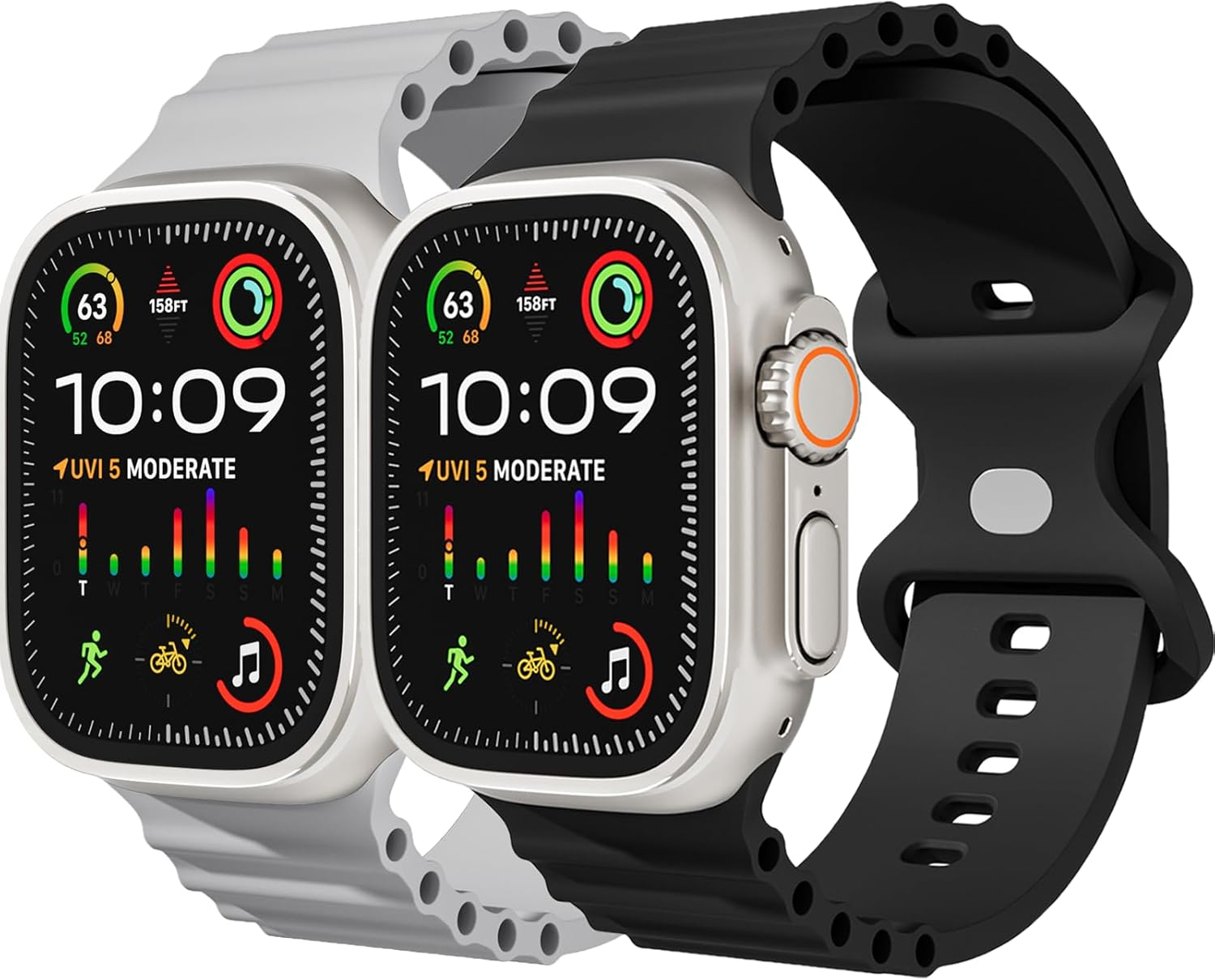 2 Pack Ocean Band for Apple Watch Strap 49Mm 42Mm 46Mm 44Mm 45Mm 41Mm 40Mm 38Mm Men Women,For Apple Watch Band Silicone Breathable Bracelet Wristband Iwatch Ultra3 Ultra Series 11 10 9 8 7 SE2 6 5 4 3