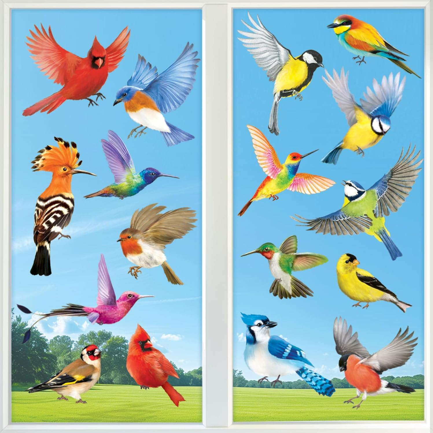 DECOWALL CDS4-9003 Beautiful Birds Static Cling Window Stickers Reuseble for Prevent Glass Flying Anticollision Bird Strike Decals - Double Sided Print Set of 17 Birds image number 3