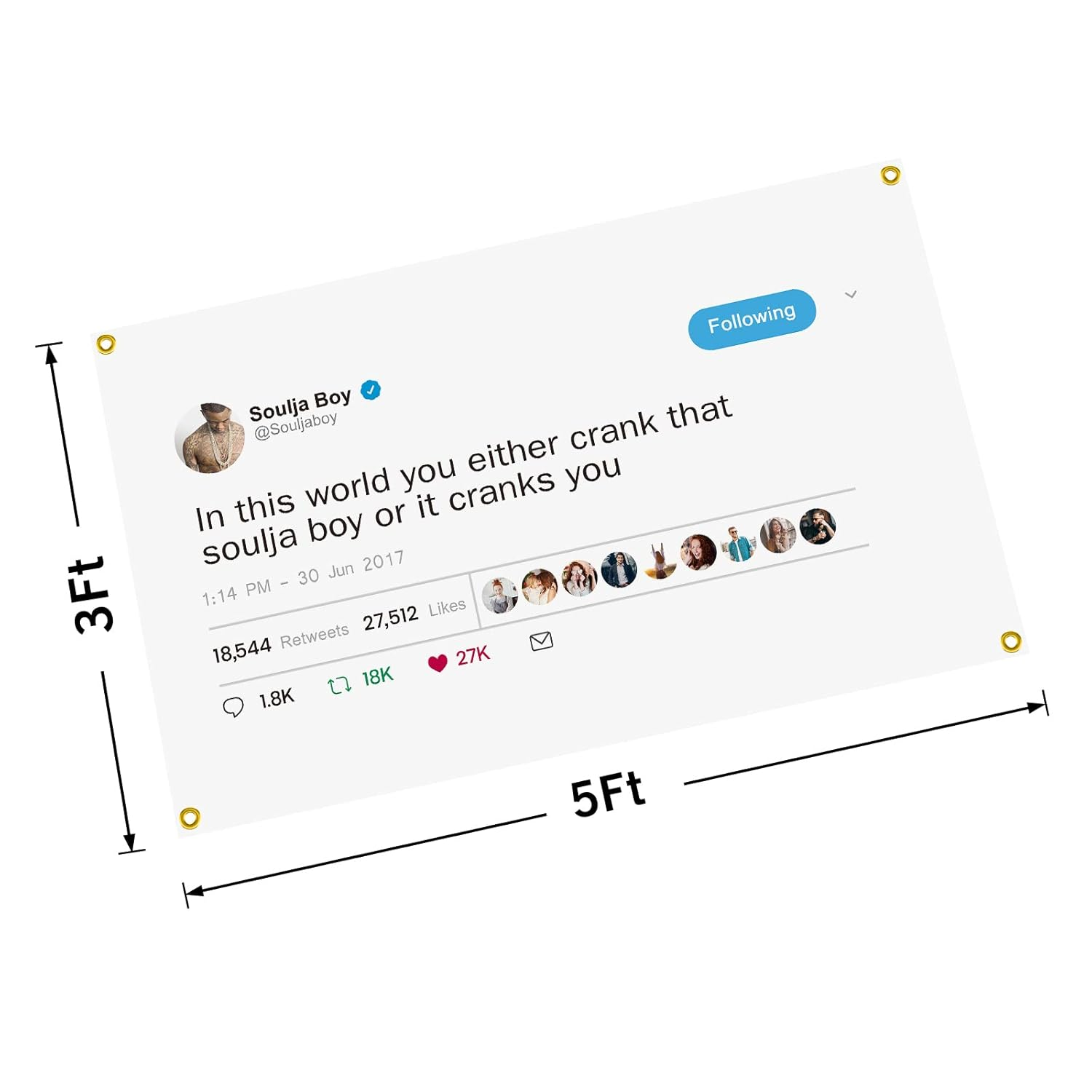 In This World You Either Crank That Soulja Boy Flag 3&times;5 Feet Funny Poster Banner Wall Outdoor Hanging Flag with 4 Brass Grommets for College Dorm Room Decor