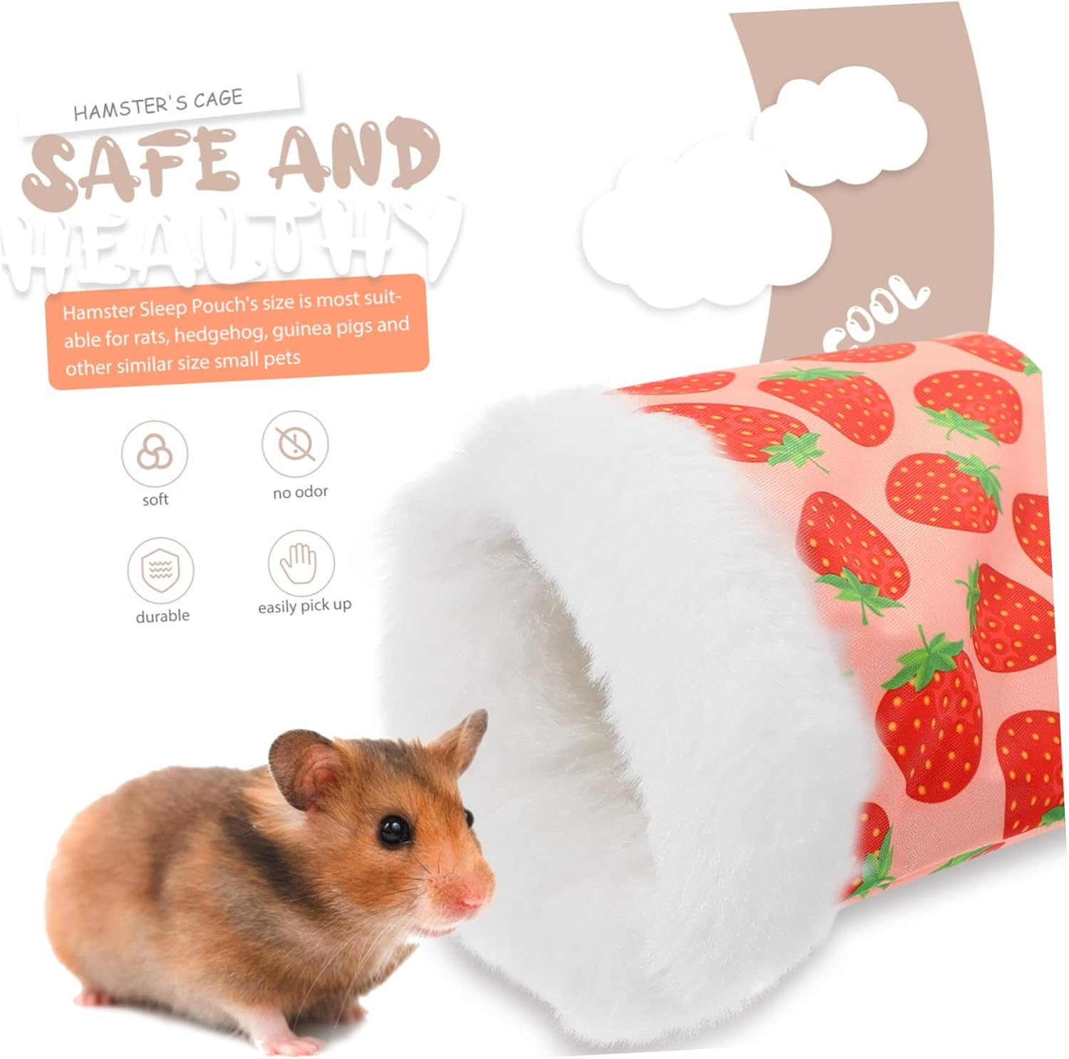 FRCOLOR 2Pcs Hamster Sleep Pouch Warm Bed Cotton Hideout for Guinea Pig Small Animals for Hamster Winter Pouch Sleeping Bed image number 7