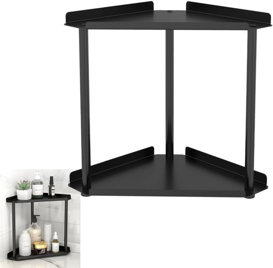 2 Tier Bathroom Counter Organizer, Vanity Organizer Corner Storage Shelf, Skincare, Makeup Countertop Organizers, Perfume Organizer,Vanity Tray Black Counter Storage for Kitchen,Bathroom image number 5