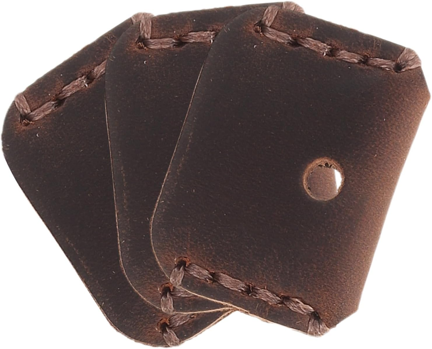 3Pcs Handmade Leather Key Covers Caps Retro Cowhide Key Identifier Protector Stylish Small Gadget Accessories image number 6