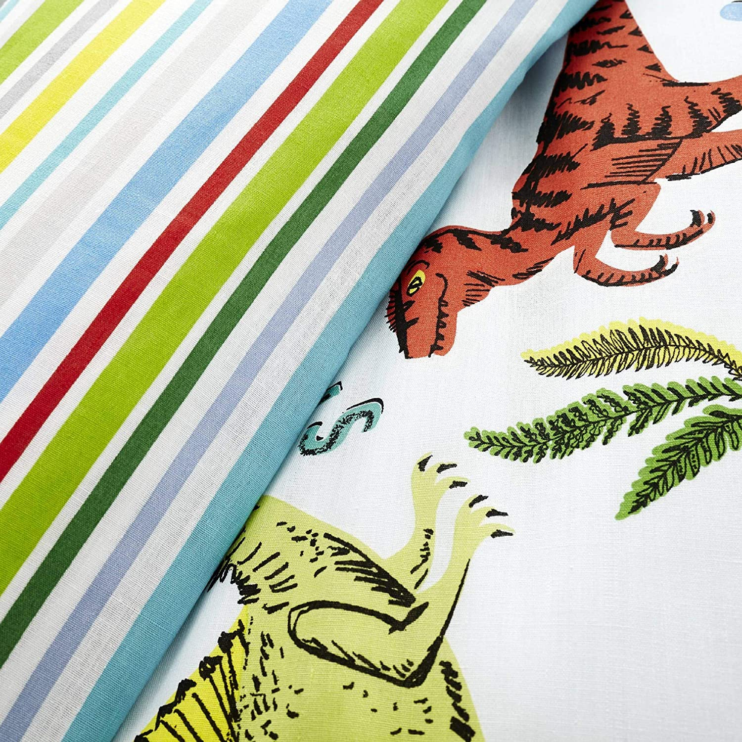 Childrens Boys Girls Dinosaur Park Jurassic T-Rex Dino Green Reversible UK Double/Au Full Bedding Duvet Cover Set image number 2