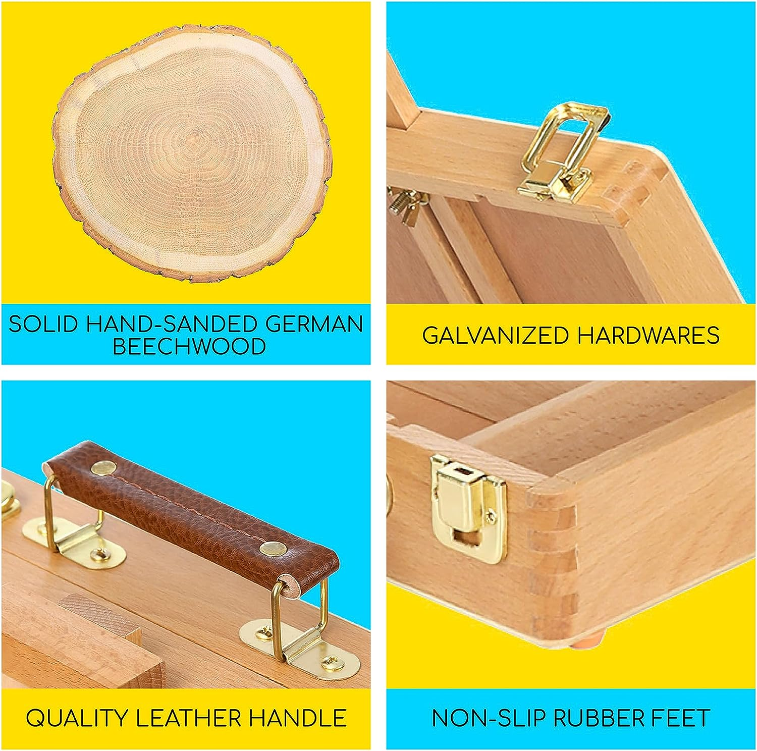 MEEDEN Studio Sketch Box Easel- Solid Beech Wood Universal Design Adjustable Tabletop Sketchbox Easel with Storage Box for Plein Air Artist, Art Students & Beginners image number 6