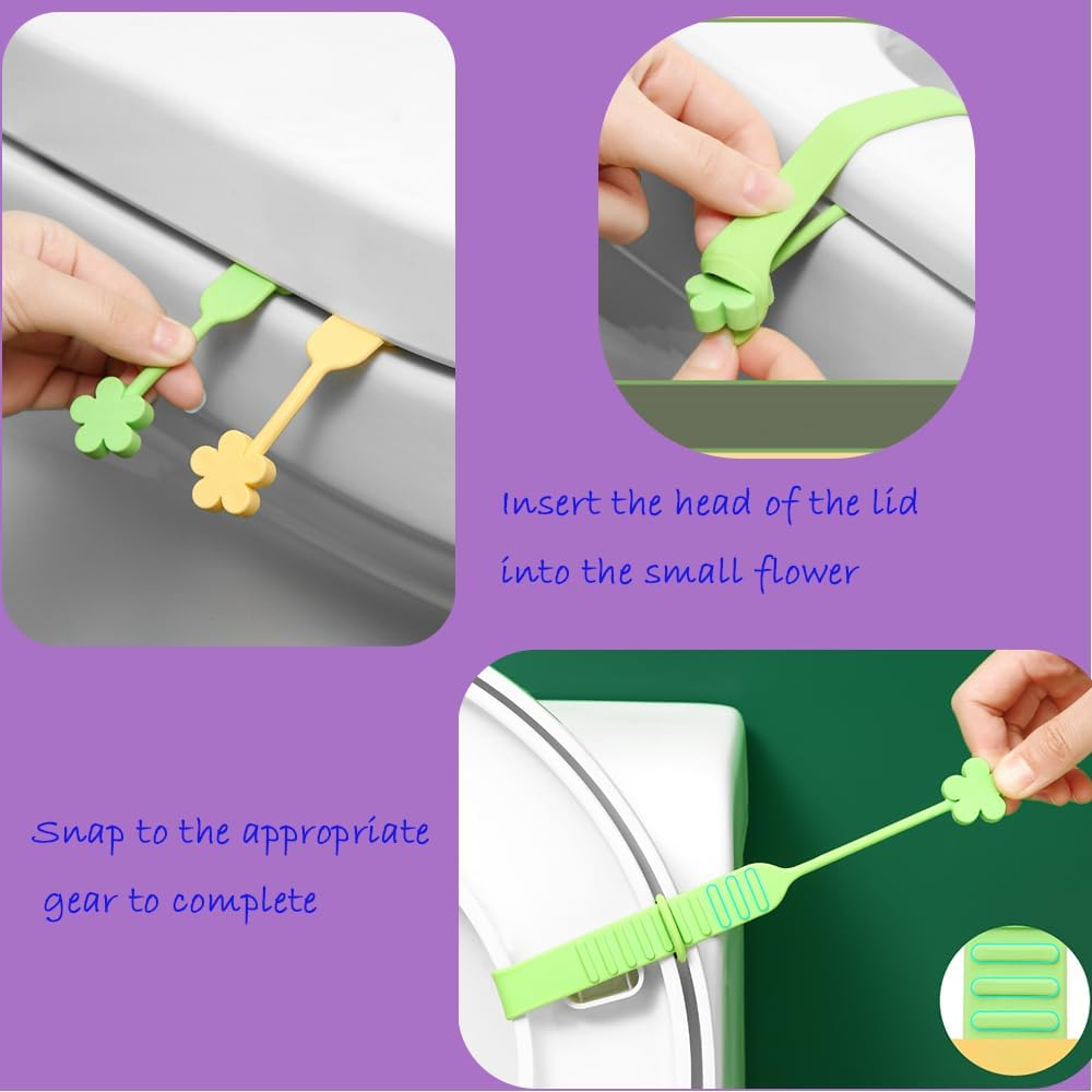 Toilet Seat Lifter Handle，Toilet Lid Lifter, Hygienic Lift Handle, Toilet Handle, Toilet Lid Opener (4Pcs Yellow, Purple, Green, Pink) image number 4