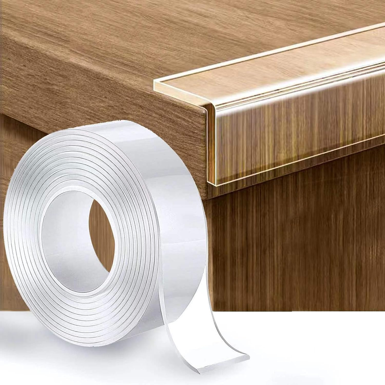 Cokimego Baby Proofing, Edge Protector Strip Clear, Soft Corner Protectors with Upgraded Pre-Taped Strong Adhesive, Edge Protectors for Sharp Corners of Cabinets, Tables, Drawers (W-1.2In L-9.84Ft) image number 4