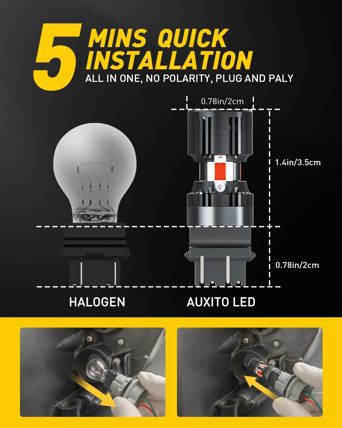 AUXITO CANBUS 3157/3156 LED Bulbs Red with Built-In Resistor 3056 3057 3457R 4057 4156 4157 anti Hyper Flash Error Free Brake Lights, Tail Lights, Stop Lights,B Pack of 2 image number 3