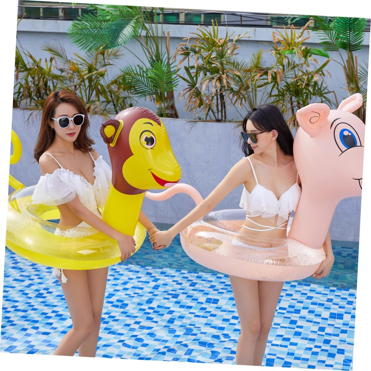 PVC Swim Ring Monkey Pattern Inflatable Pool Float for Adults Boys and Girls Water Toy Beach Pool Play Ring image number 6