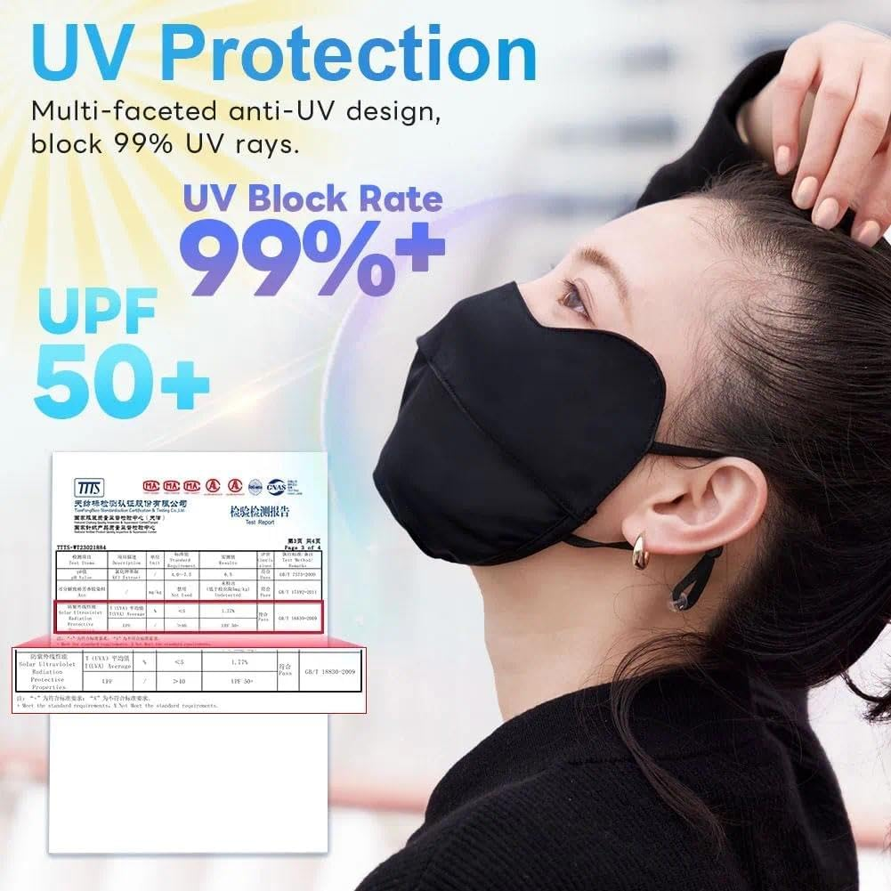 UPF 50+ Face Cover Mask Balaclavas Headwear, Breathable UV Sun Protective Face Shield, Washable Outdoor Sports Face Cover Grey image number 4