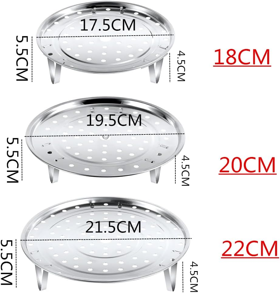 3 Pcs round Stainless Steel Steamer Rack,Granmagazz Steamer Rack Holder Stainless Steel Steaming Tray Multi-Functional Steamer Basket Steamer Insert for Food and Dumplings Vegetable Seafood Cooking image number 3