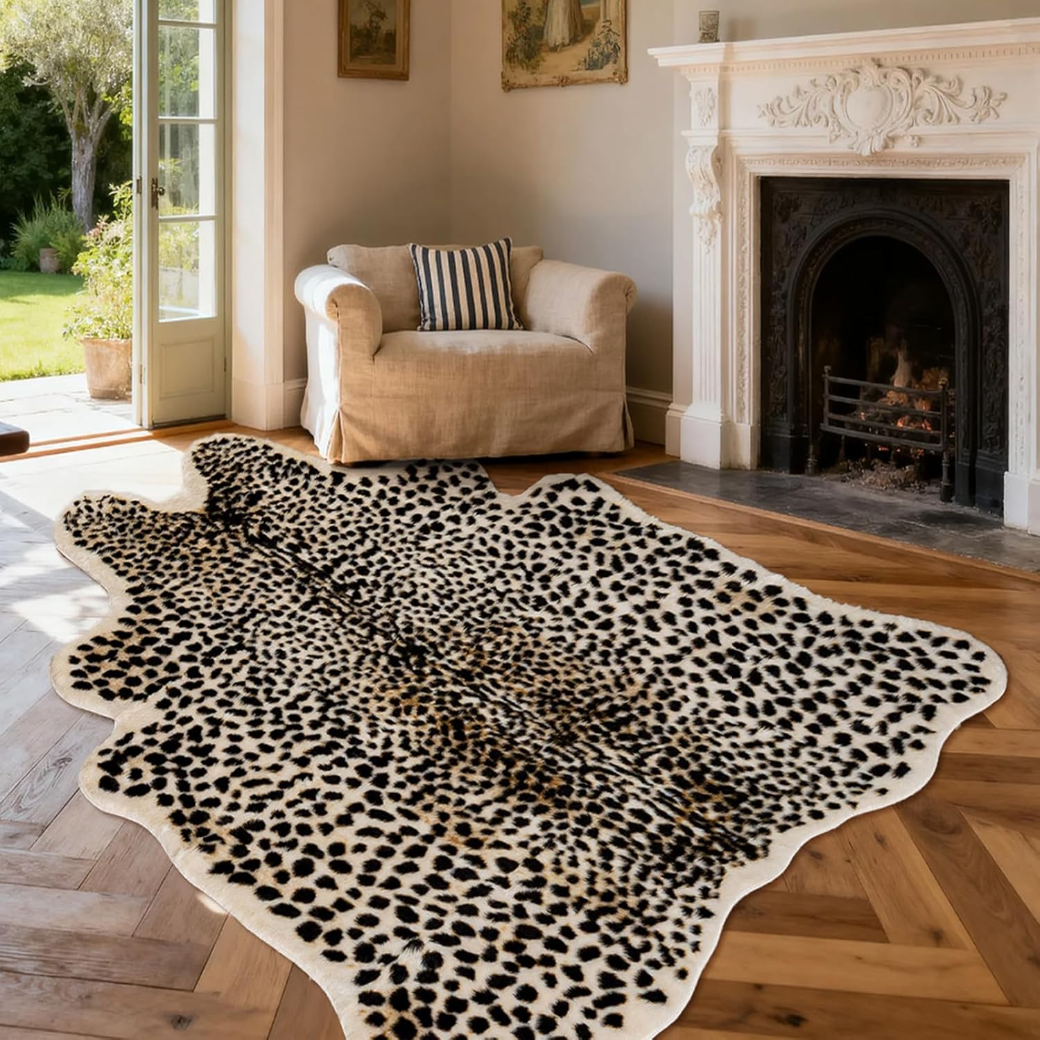 Leopard Print Rug, Faux Cowhide Cheetah Skin Rug Animal Printed Area Rug Carpet for Home Office, Livingroom, Bedroom