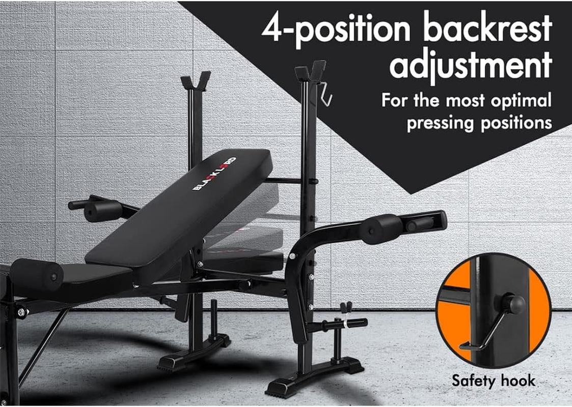 BLACK LORD Foldable Weight Bench Press with Butterfly Arm and Adjustable Barbell Rack, FID Bench with Biceps Bar, Multi-Station Home Gym Fitness Equipment for Strength Training, Max 250Kg, All Black