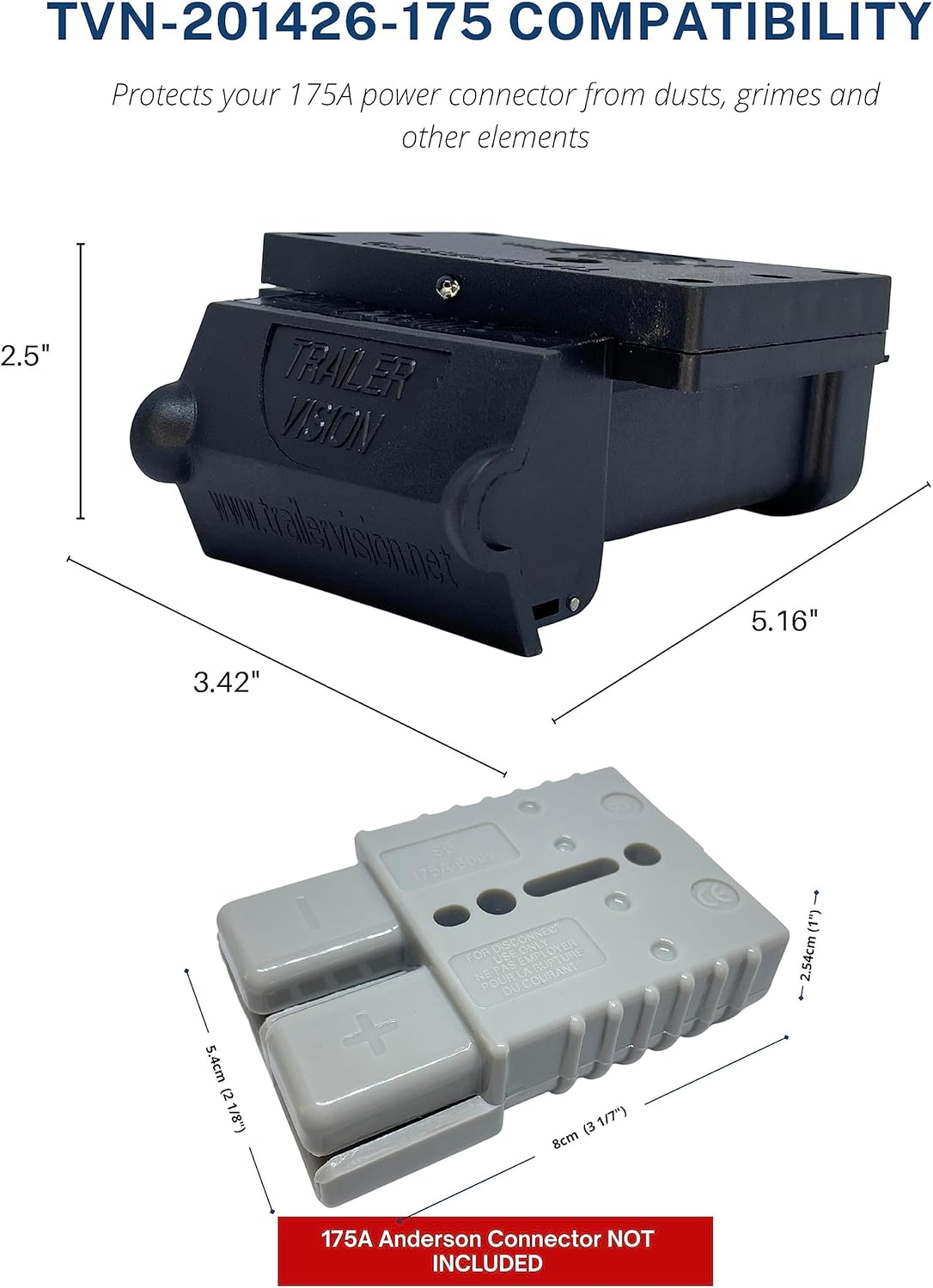 Trailer Vision SB 175 Anderson Plug Mounting Kit - 175 Amp Anderson Connector Type Cover Assembly with LED Indicator - UV Insulated Protection for Solar, Marine, Mobile, Industrial - 175A Black image number 4