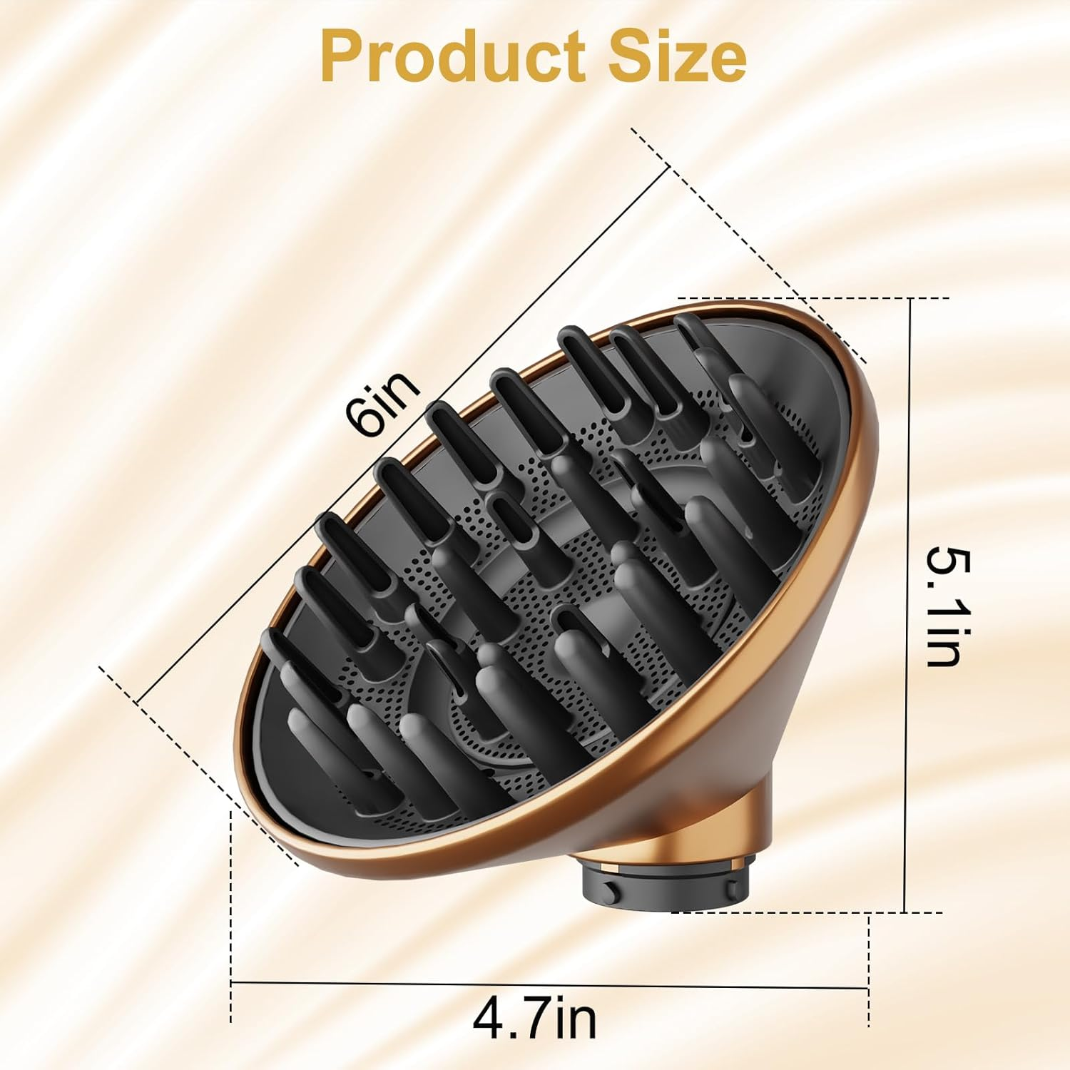 Large Hair Diffuser Attachment for Dyson Airwrap, Upgraded 6-Inch Diffuser Nozzle Compatible with Airwrap Styler, Curl-Defining Attachment for Wavy Curly Coil Hair, Gold image number 2