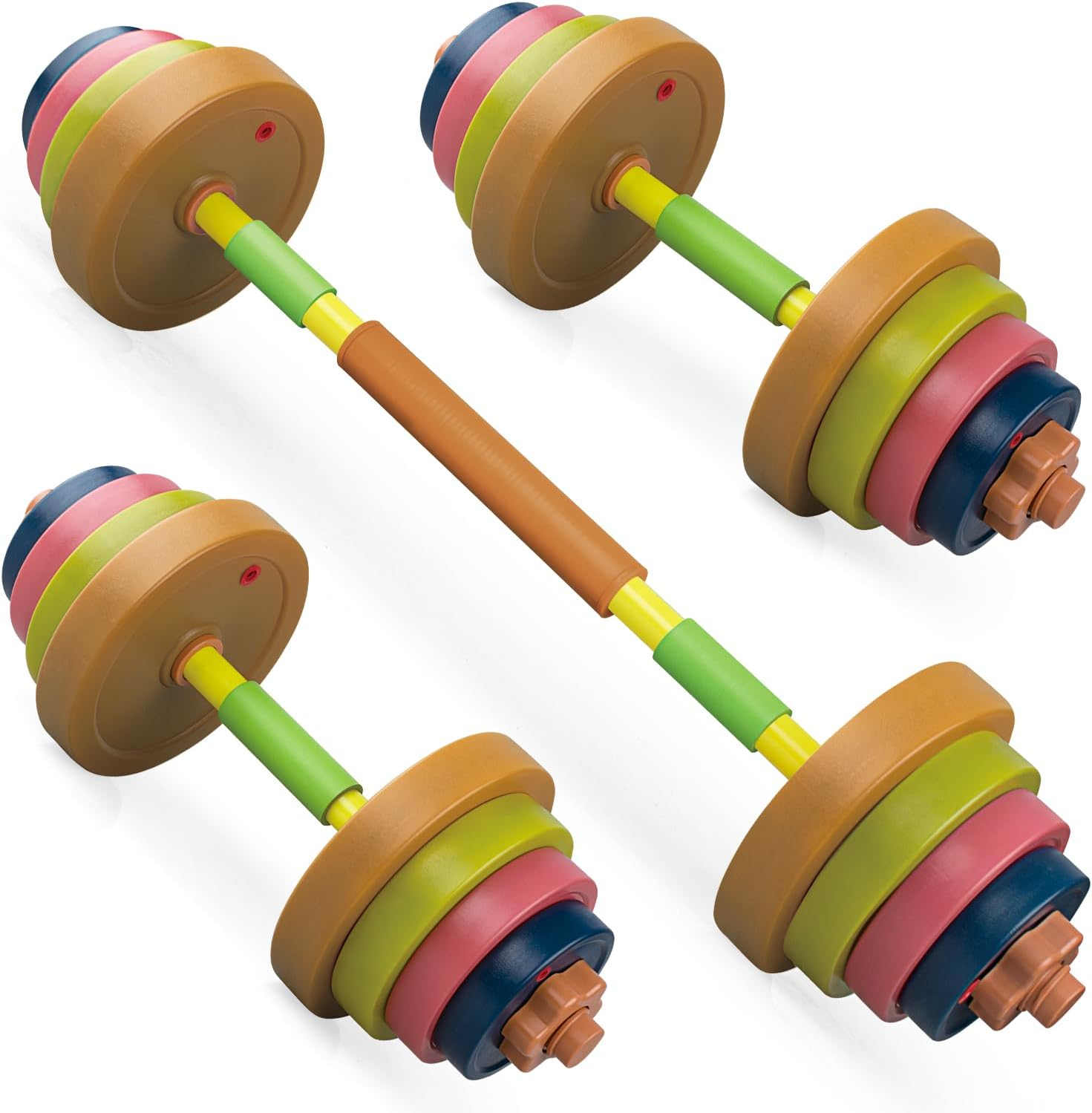 Hitish Kids Exercise Weight Set, 2-In-1 Barbell and Dumbbell Workout Equipment, Toddler Beginner Gym Toy for Pretend Play Lifting Exercise & Fitness, Adjustable Fill with Sand or Water image number 6