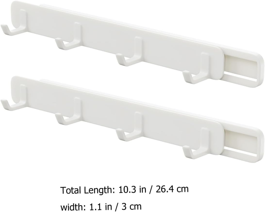 ABOOFAN 2Pcs Retractable Free Punch Wall Gaps Hooks White Kitchen Bathroom Hanging Row Hooks for Towel Coat Hat Storage