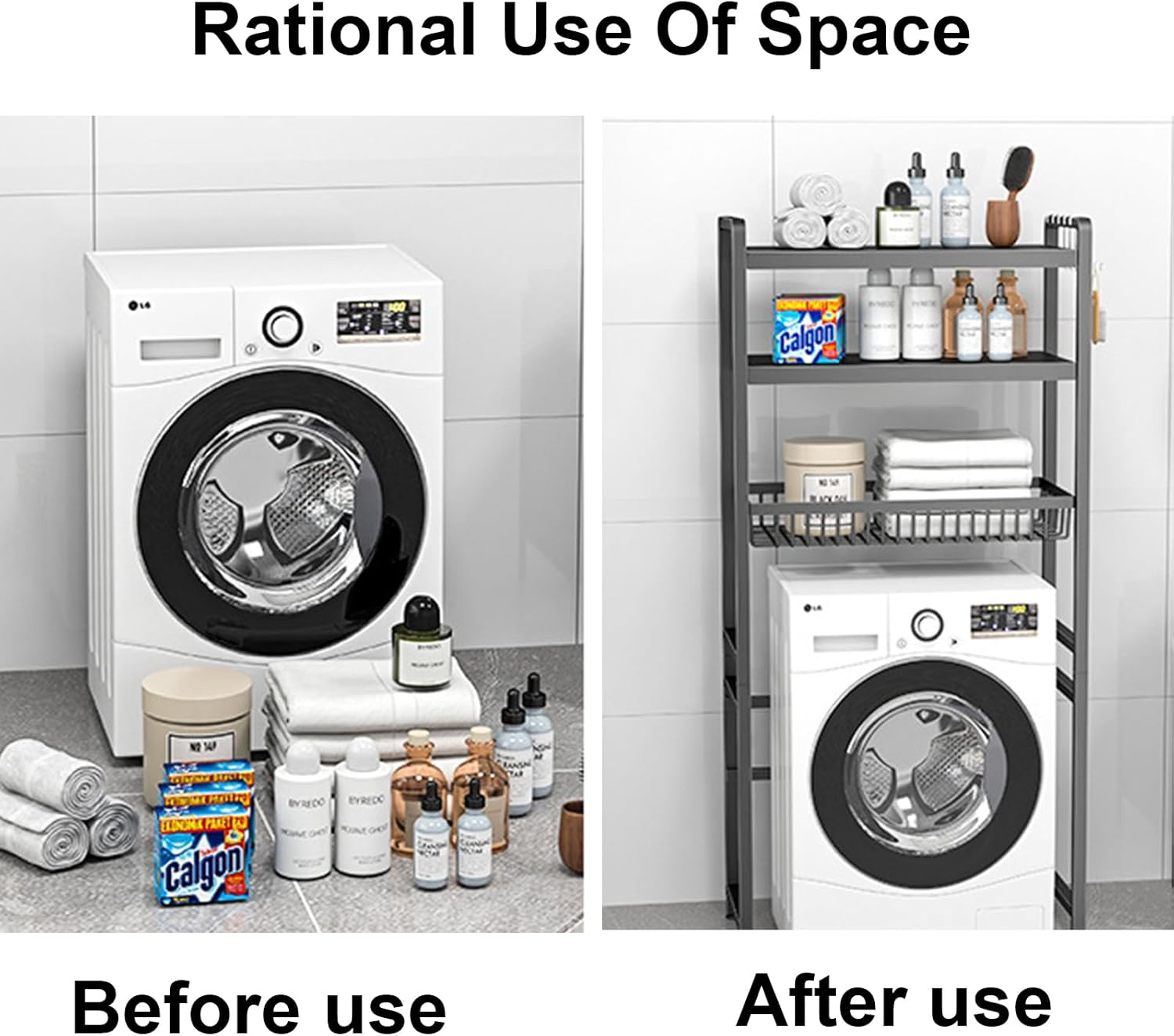 Enliansgo over the Toilet Storage, 3-Tier over Toilet Organizer Rack, Bathroom Organizer Shelf over Toilet, Freestanding above Toilet Shelf for Bathroom, Laundry, Bathroom Stand Organizer Space Saver image number 3