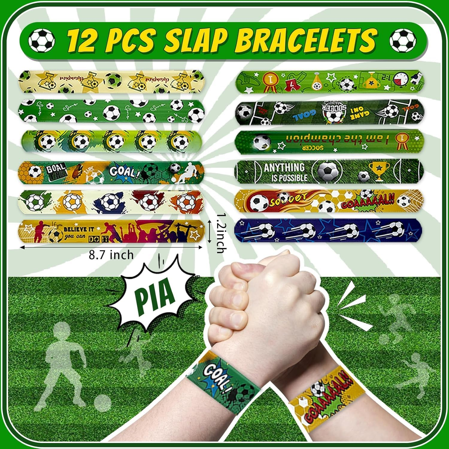 XUANZHI 120 Pcs Soccer Party Favors Set with Soccer Goodie Bags Soccer Slap Bracelets Puzzle Toys Soccer Stickers Whistles Soccer Party Supplies Soccer Party Decorations image number 5